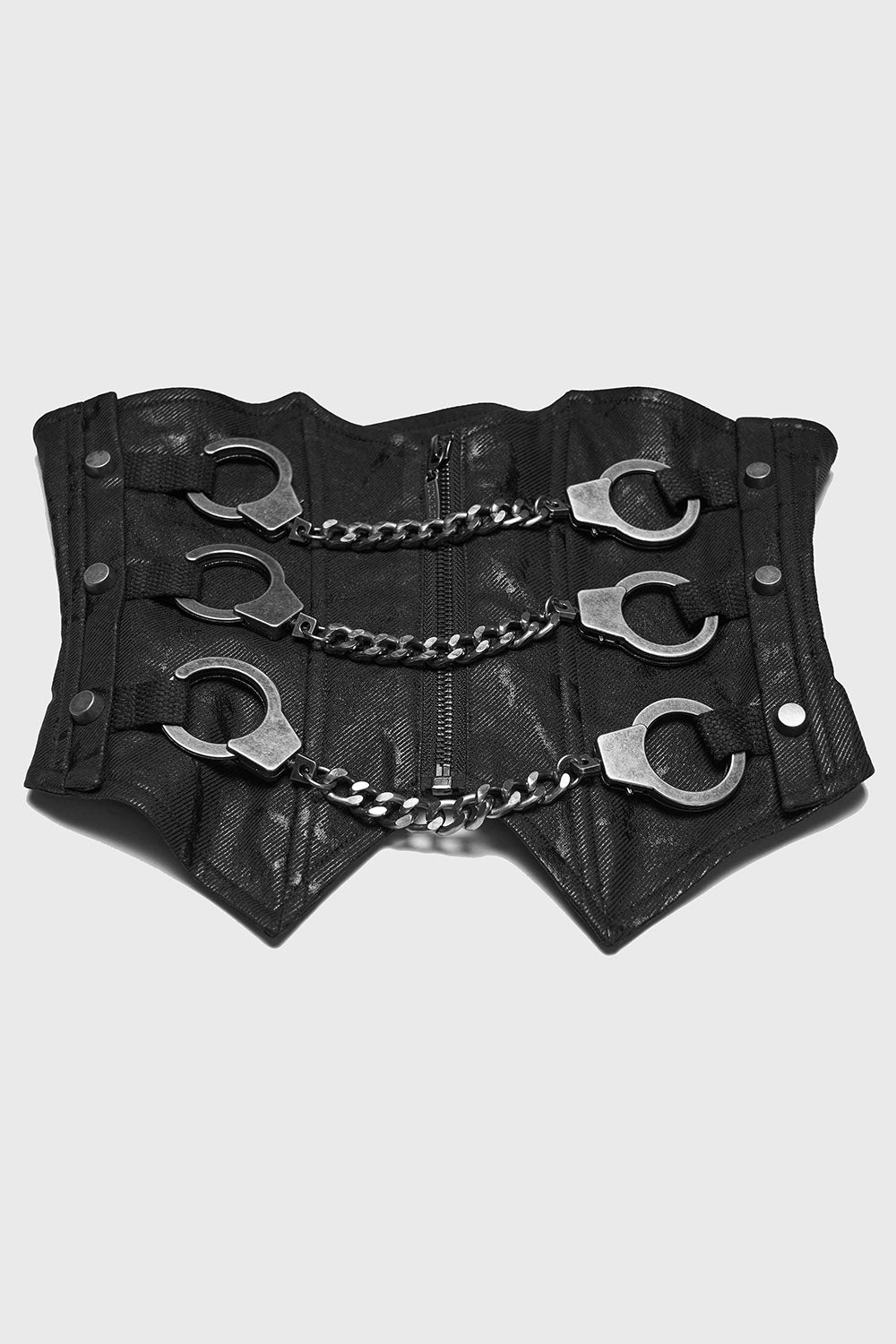 adjustable punk rave corset with handcuffs and chains 