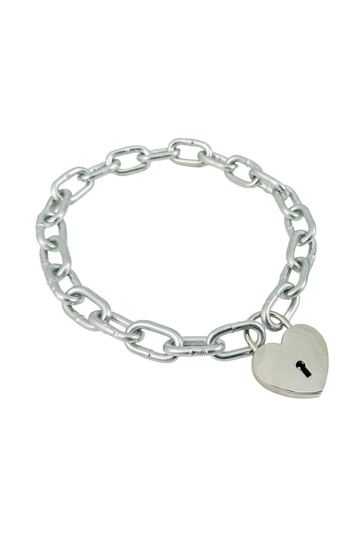 chain heart padlock collar necklace