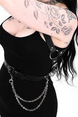 black harness with chain by foxblood 