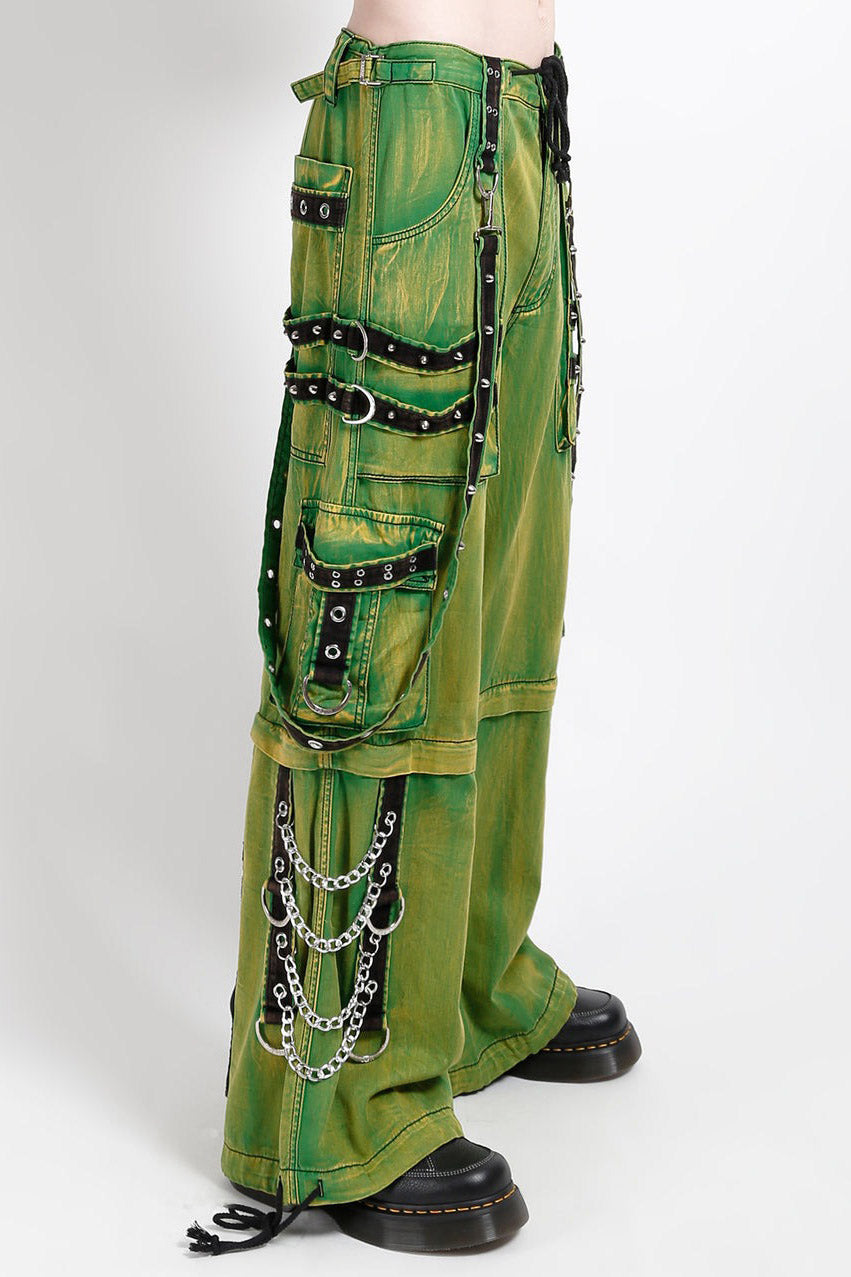 green and black rave pants