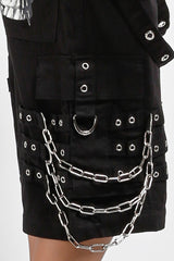 studded cargo shorts with chains and straps 