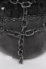 metal chained punk rabbit plush toy wearing a lolita ruffle headband 