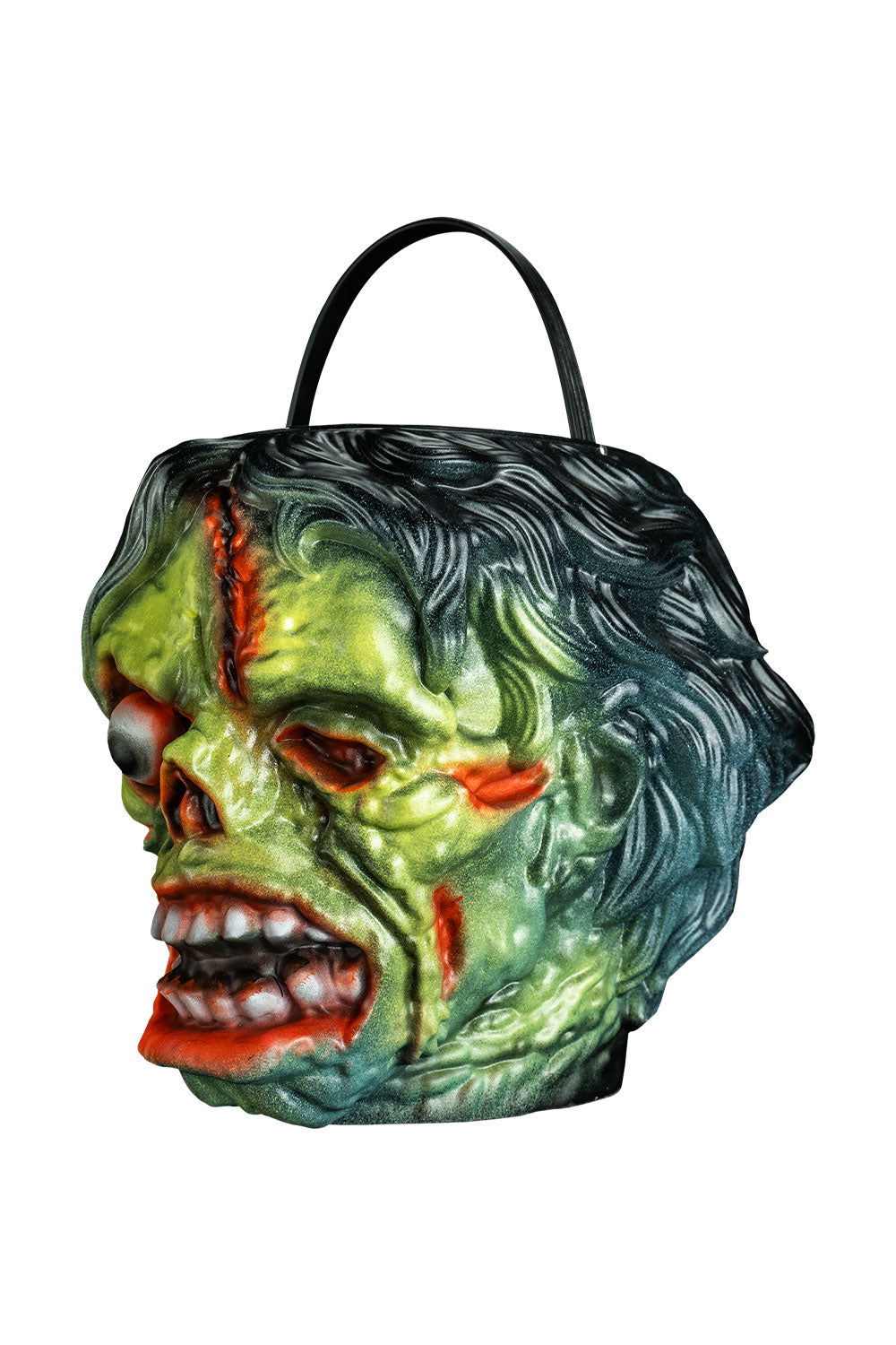creepy monster head halloween candy pail