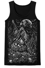 punk emo mens black tank top with charon reaper ferryman graphic in the sea of the dead