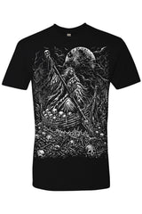 goth grunge mens short sleeve black tshirt with Charon the Greek mythological ferryman of the underworld