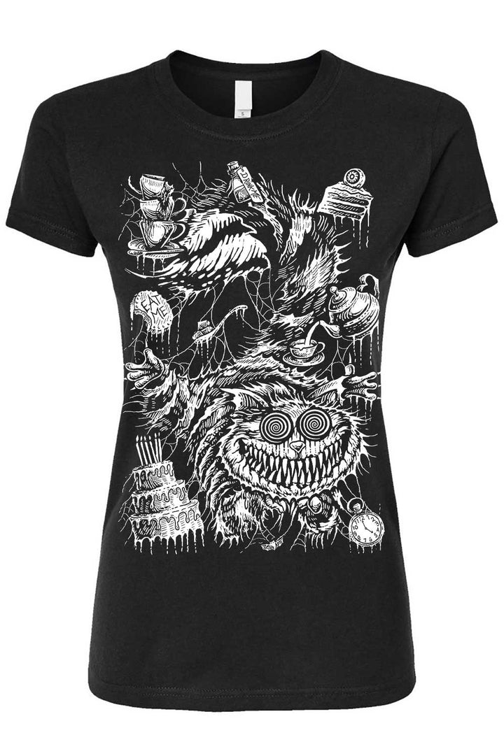 weird and whimsical gothic cheshire cat t-shirt