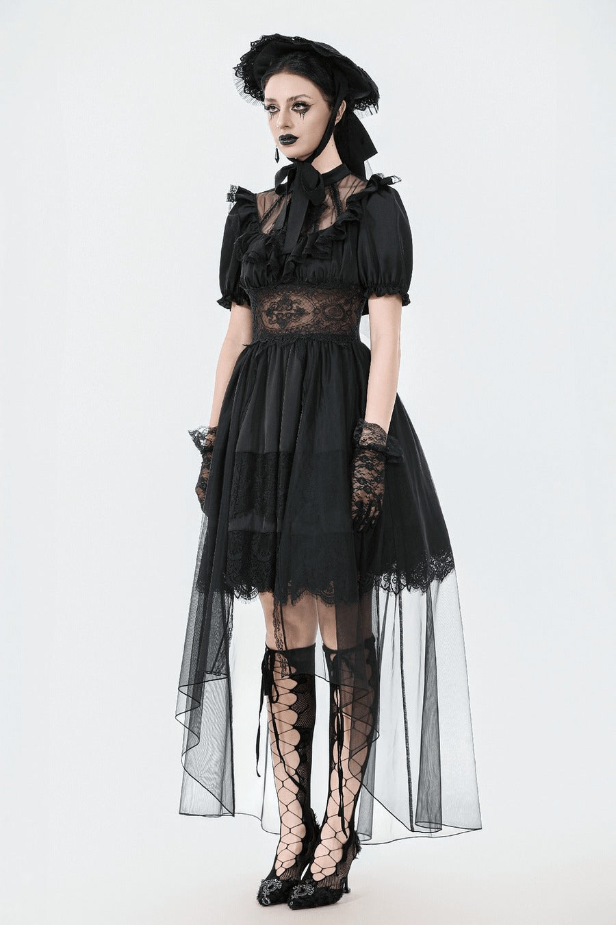 lolita ruffle mesh lace hat