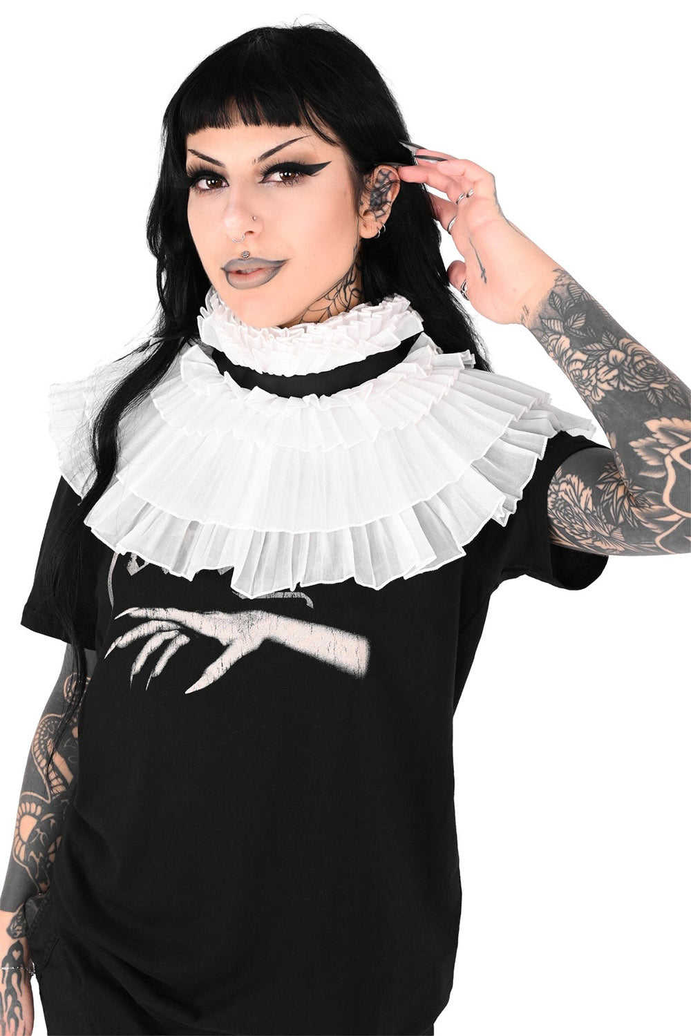 victorian goth detachable white ruffle collar