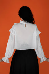 white victorian ruffle top by lively ghosts