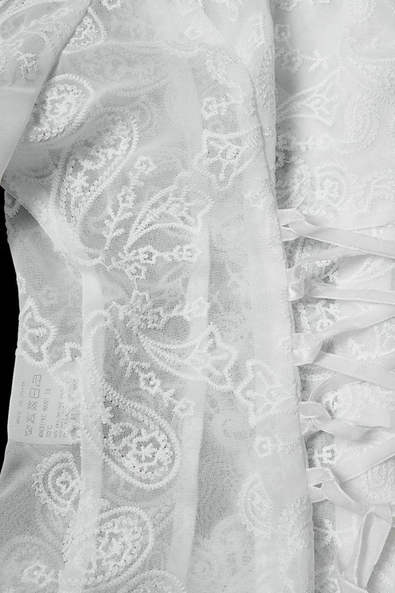 ruffled lace-up vintage sheer chiffon top