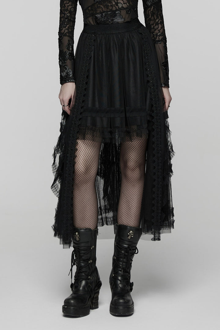 gothic womens high low hem skirt