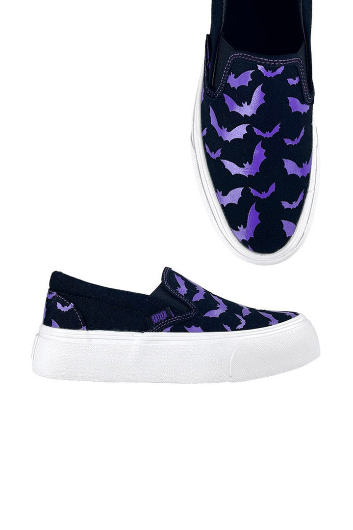 Chill Bat Platform Sneakers [BLACK/PURPLE] - womens shoes - VampireFreaks - YRU