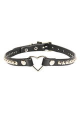 pyramid stud heart choker collar 