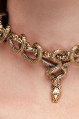 gold occult witchy serpent necklace 