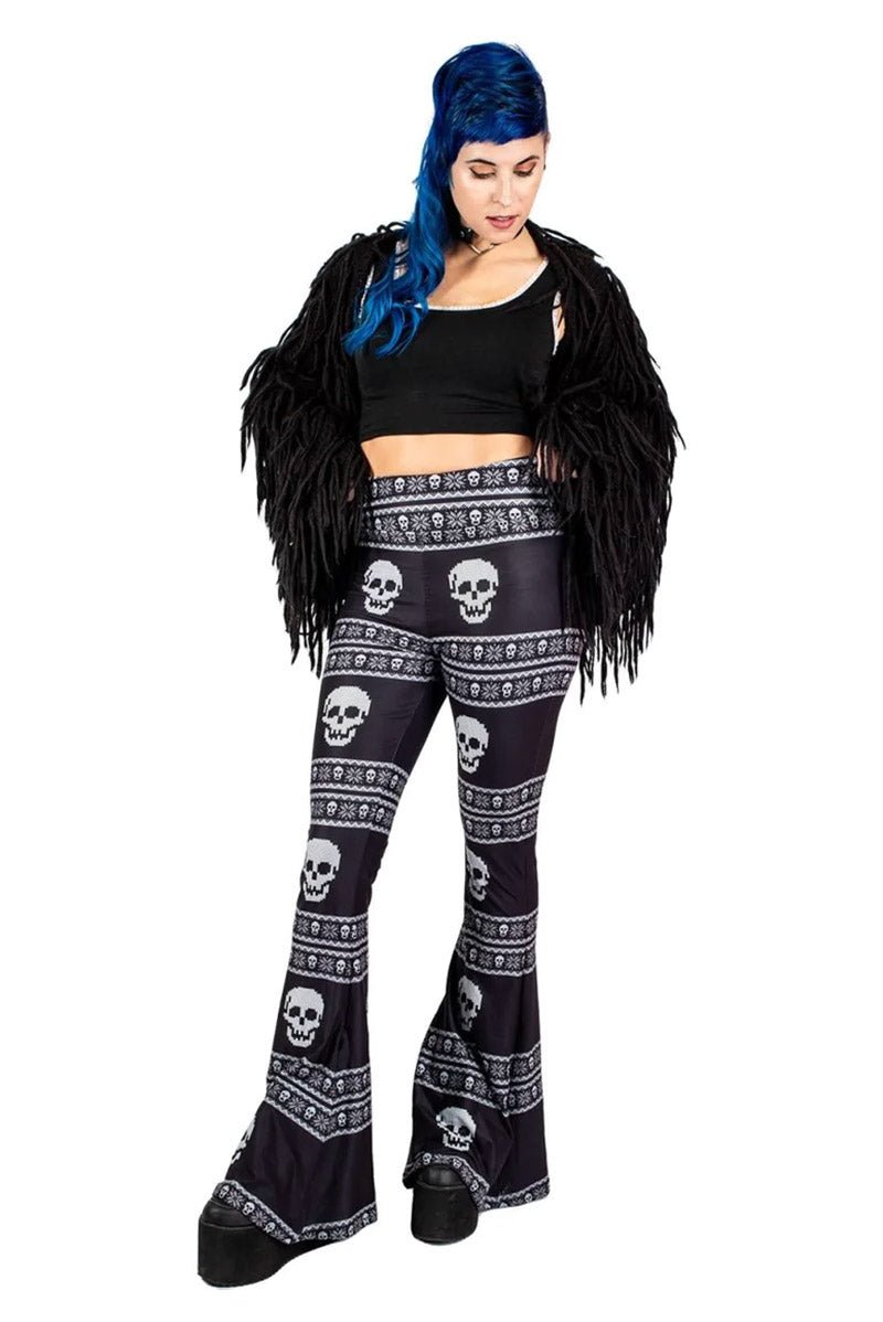 Christmas Skulls Hellz Bellz Bell Bottoms - womens bottoms - VampireFreaks - Too Fast