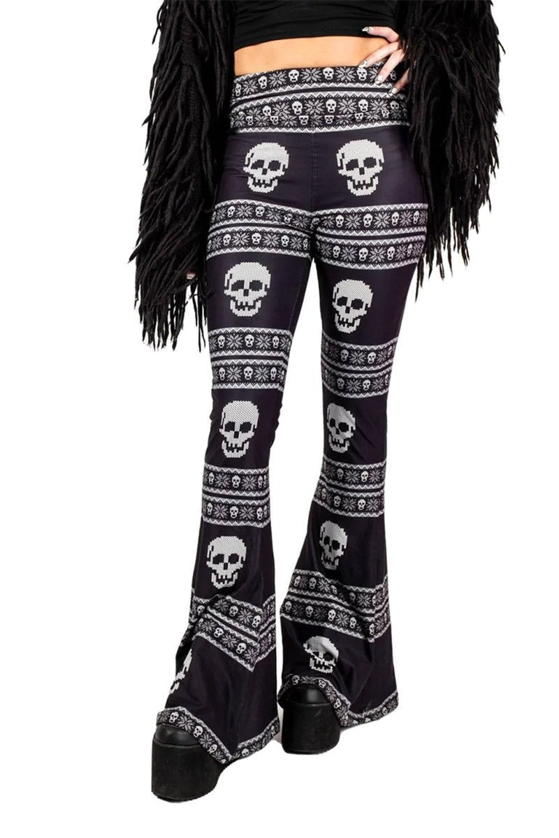 Christmas Skulls Hellz Bellz Bell Bottoms - womens bottoms - VampireFreaks - Too Fast