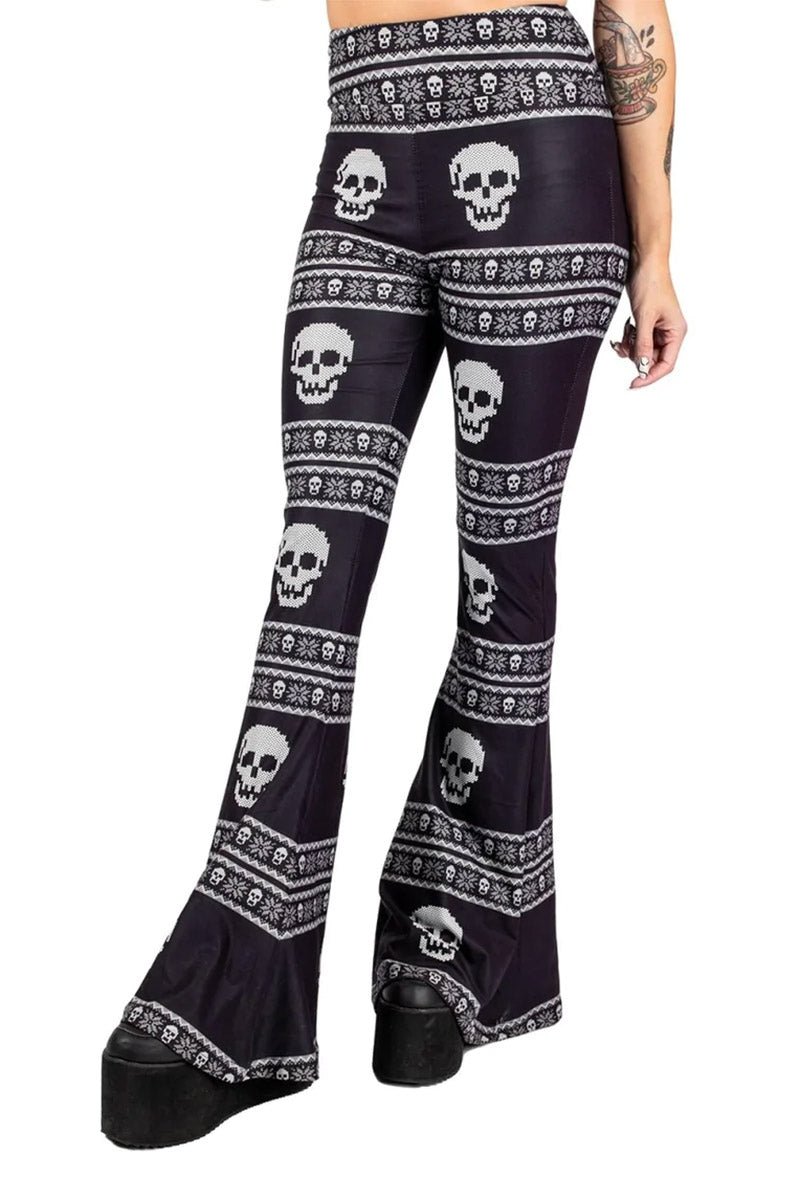 Christmas Skulls Hellz Bellz Bell Bottoms - womens bottoms - VampireFreaks - Too Fast