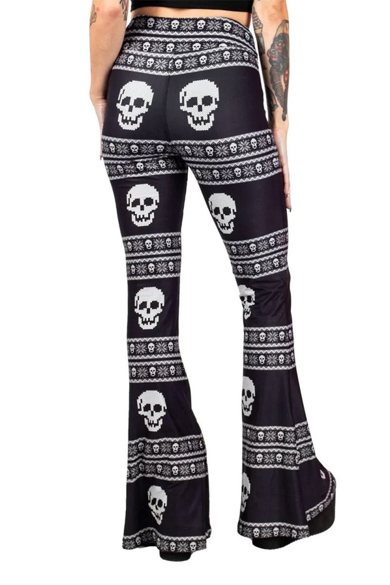 Christmas Skulls Hellz Bellz Bell Bottoms - womens bottoms - VampireFreaks - Too Fast