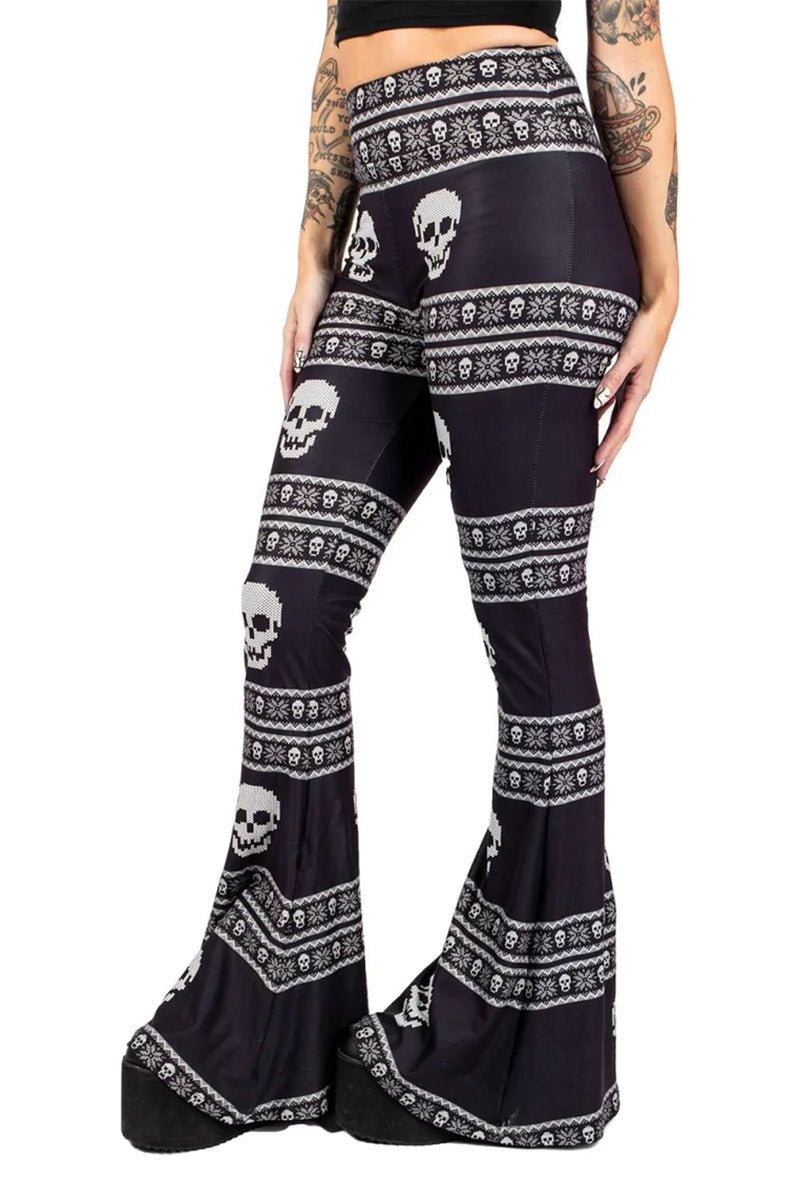 Christmas Skulls Hellz Bellz Bell Bottoms