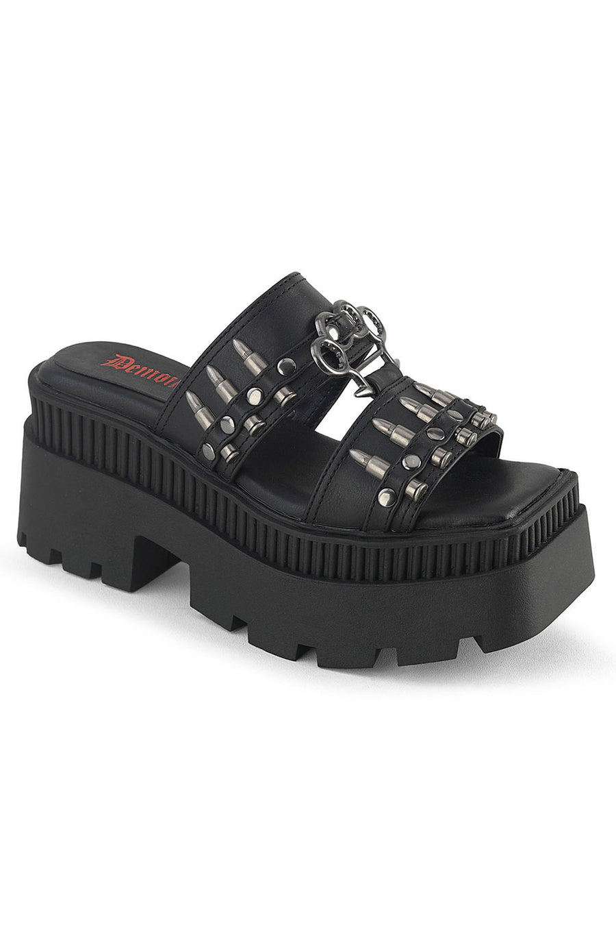 brass knuckles and bullet punk vegan leather sandals 