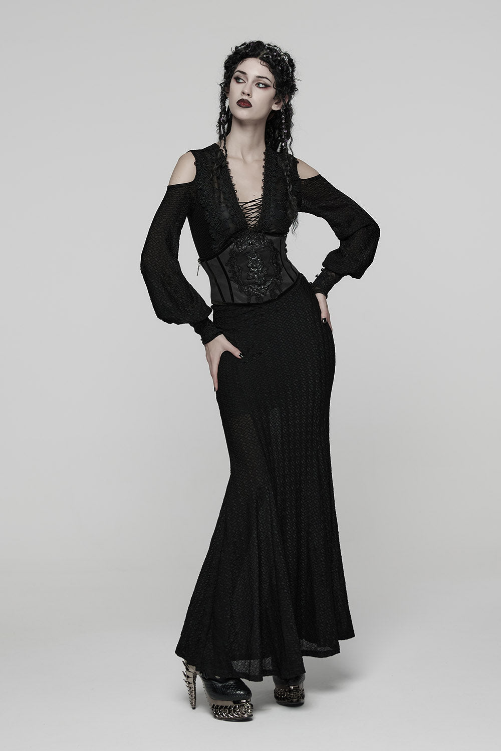 black alce underbust corset waist cincher  with side zipper 