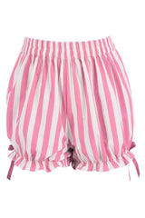 womens coquette ruffle pink and white striped bloomer shorts