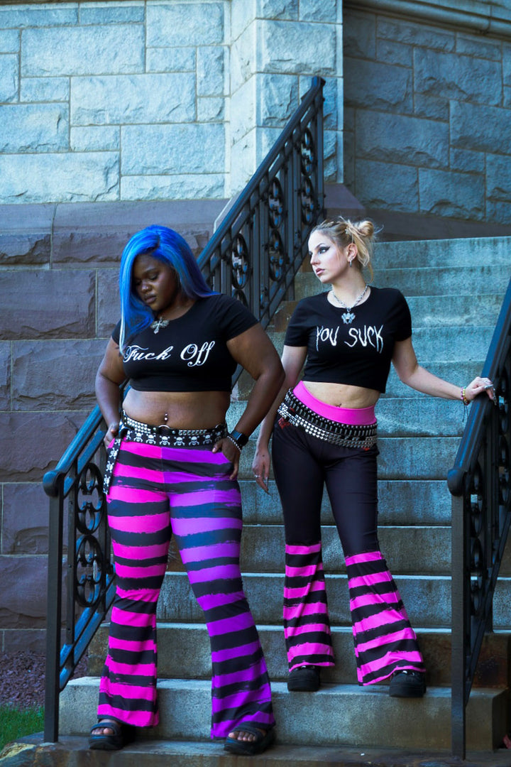 grunge goth  flared leggings with pockets