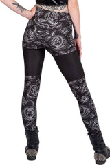Classic Goth Rose Cross High Waist Leggings - womens bottoms - VampireFreaks - Too Fast