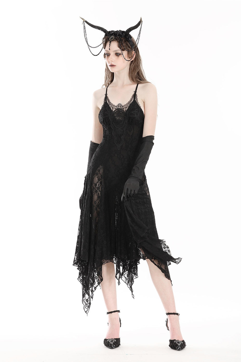 womens black gothic lace dress