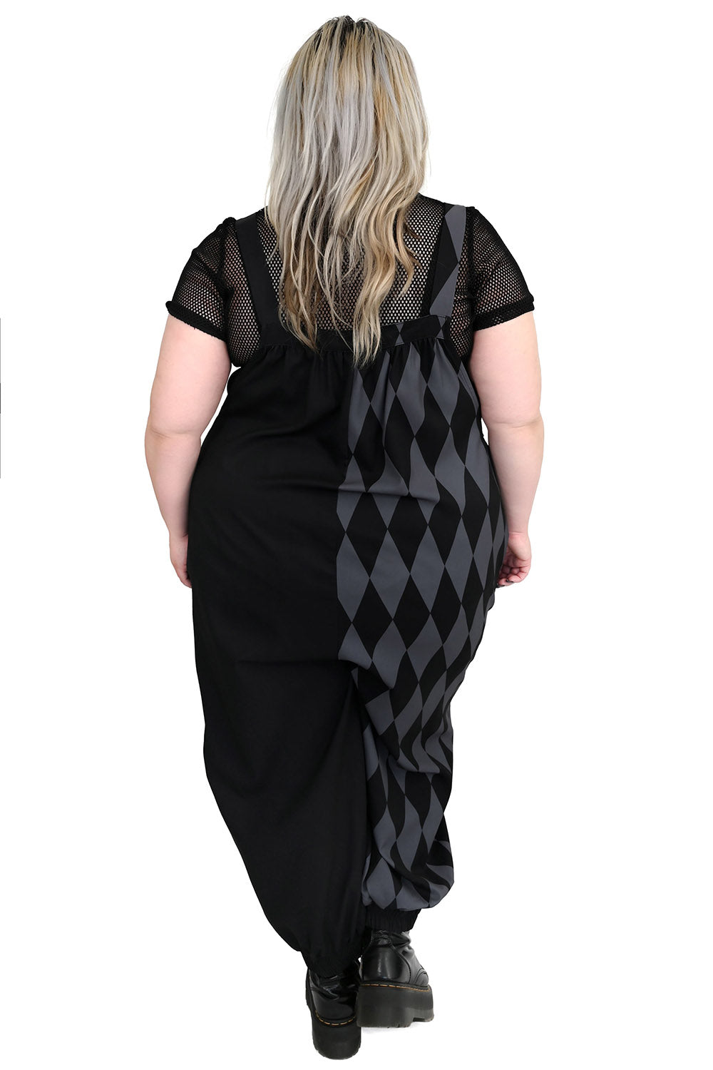 whimsigoth grey and black clowncore overalls