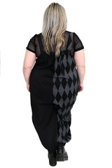 whimsigoth grey and black clowncore overalls