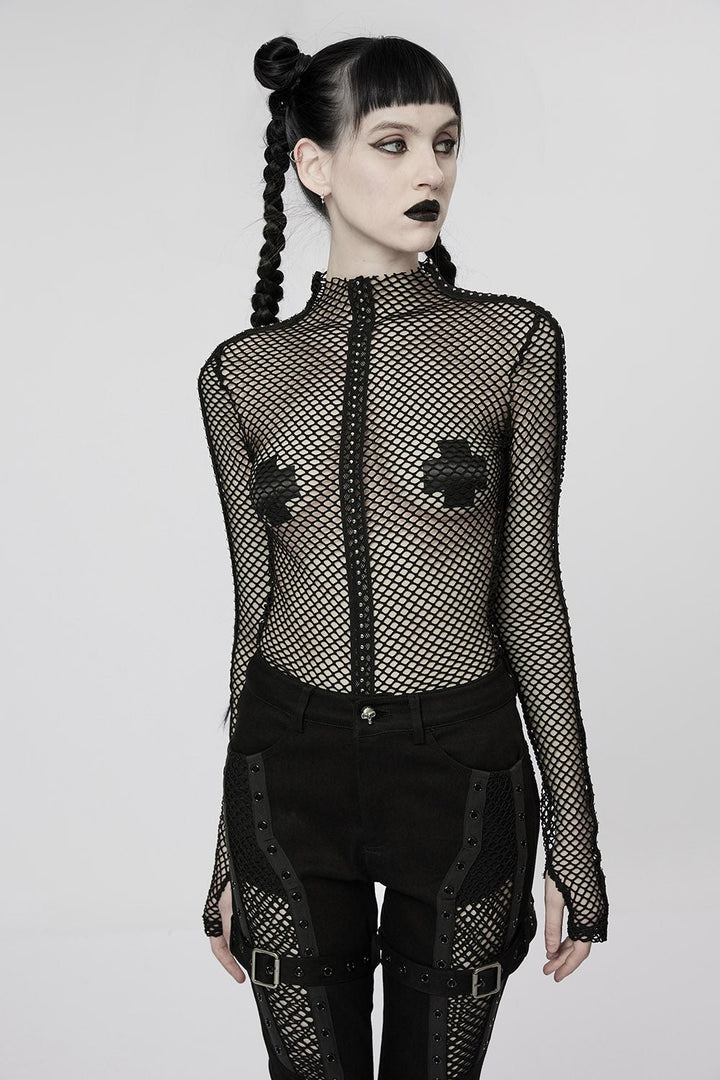 Club Creature Fishnet Top [BLACK] - womens tops - VampireFreaks - Punk Rave