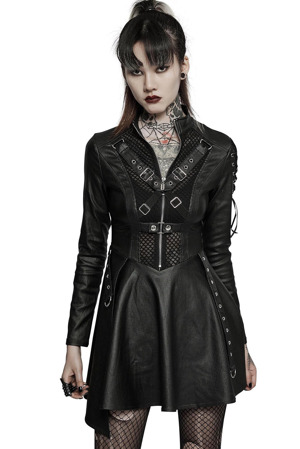 Club Creepture Leather Dress - dresses - VampireFreaks - Punk Rave