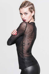 Cobweb Coven Mesh Top - womens tops - VampireFreaks - Devil Fashion