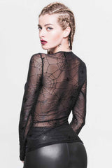 Cobweb Coven Mesh Top - womens tops - VampireFreaks - Devil Fashion