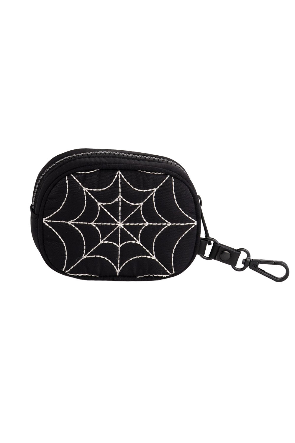 gothic embroidered spiderweb charm keychain 