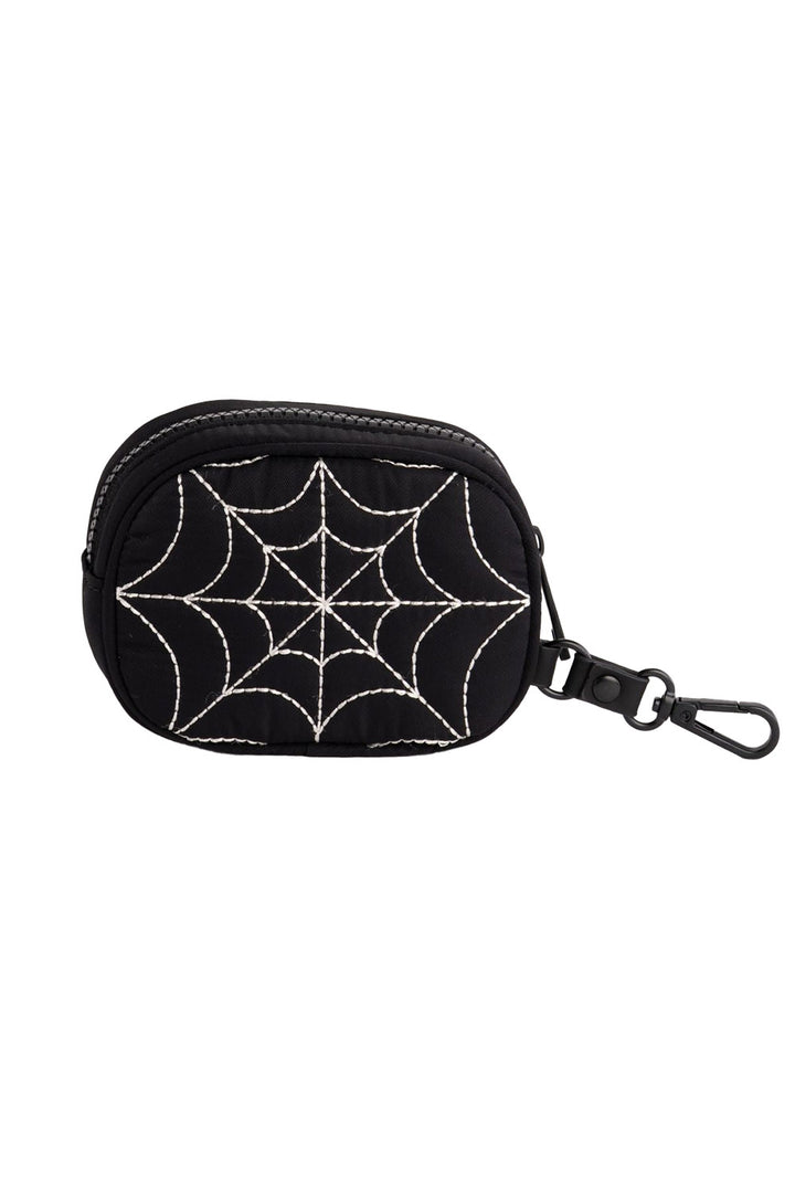 gothic embroidered spiderweb charm keychain 