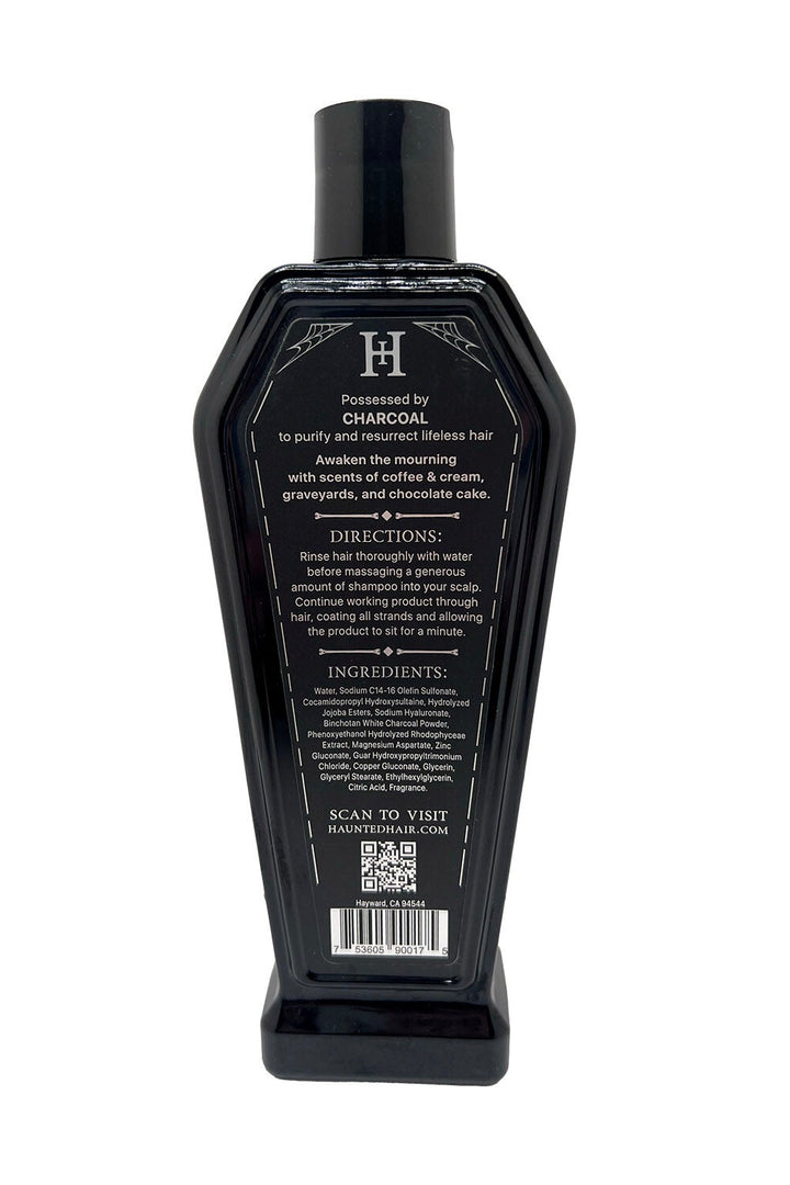 coffee scented shampoo bottle with ingredients label