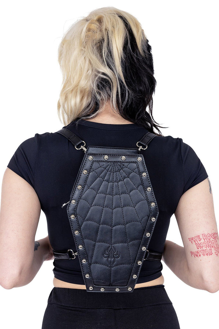 vegan leather coffin backpack
