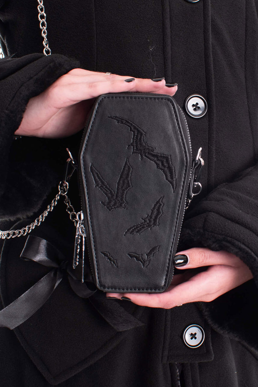 embroidered bat shoulder bag