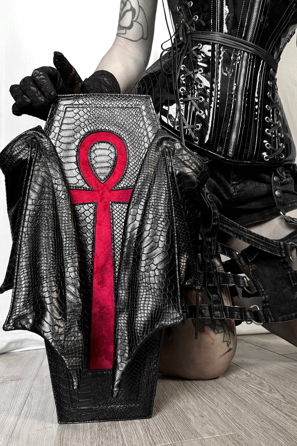 ankh gothic coffin backpack