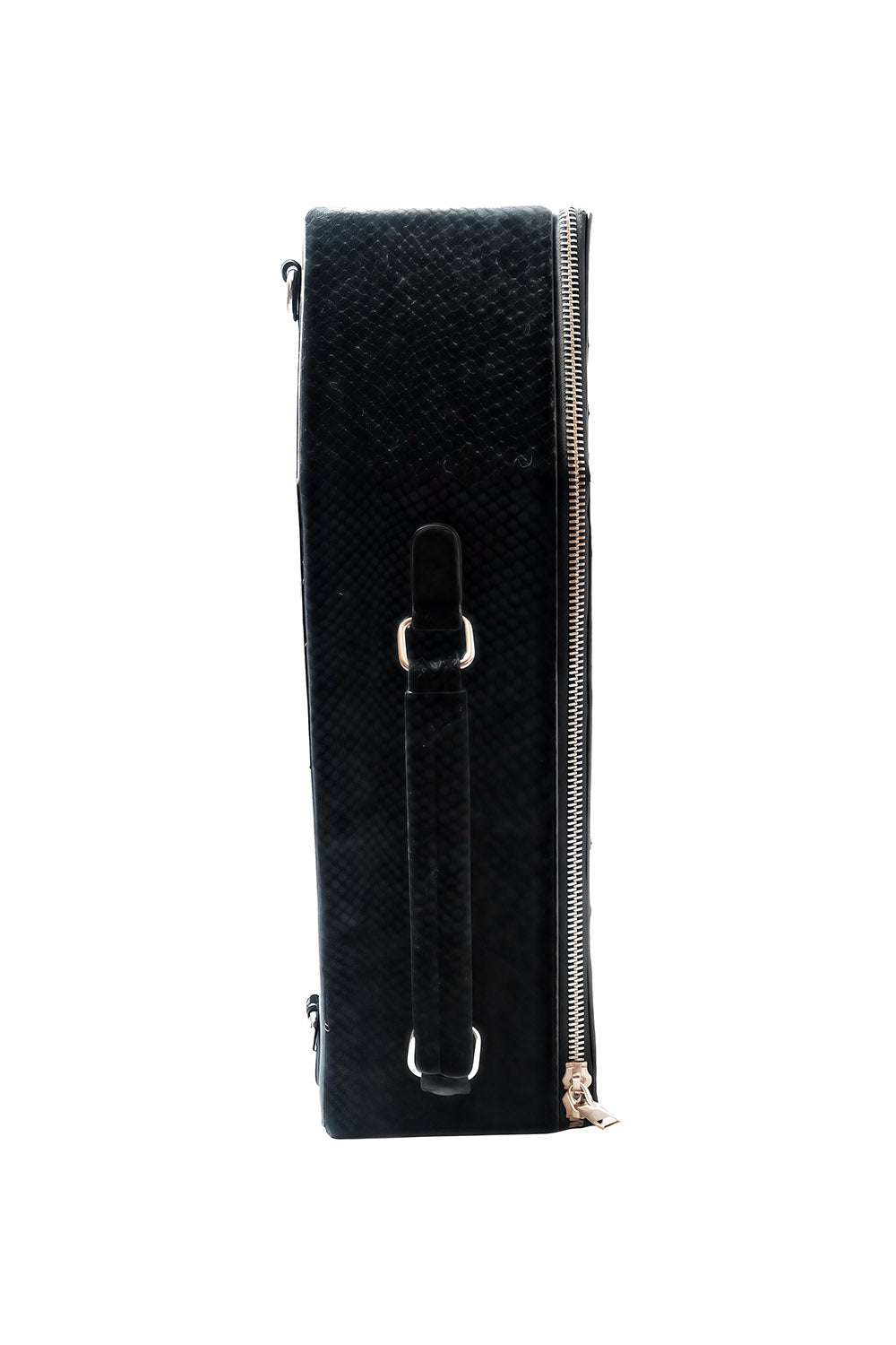 studded red velvet and black vegan leather coffin ita bag for enamel pin display