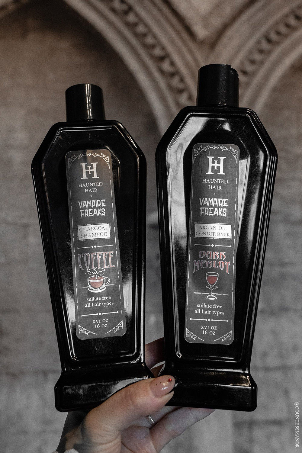 gothic coffin bottle shampoo and conditioner set