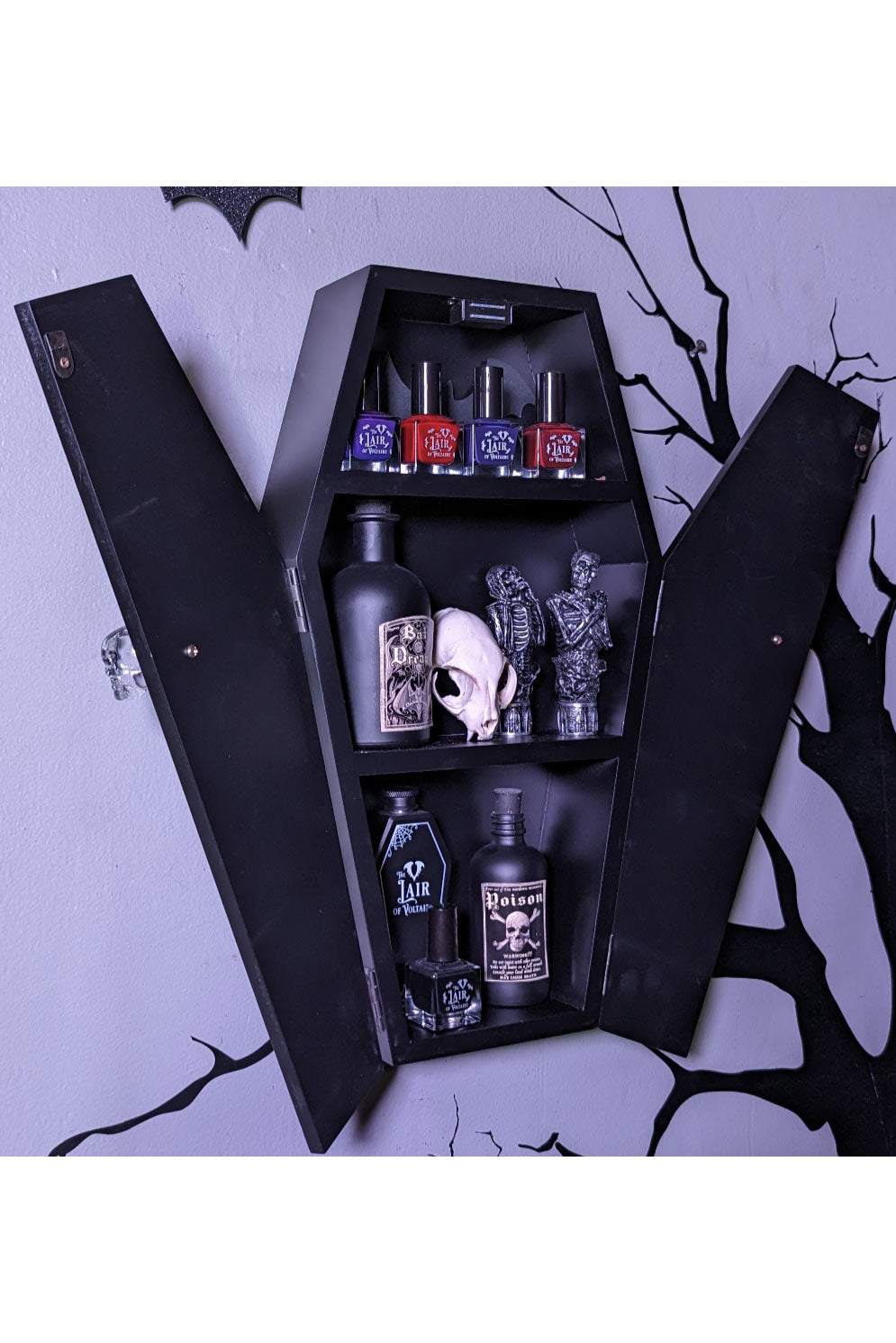 Petite Coffin-Shaped Cabinet w/ Coffin Utensil Holder