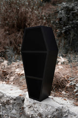 coffin shelf with three shelf sections