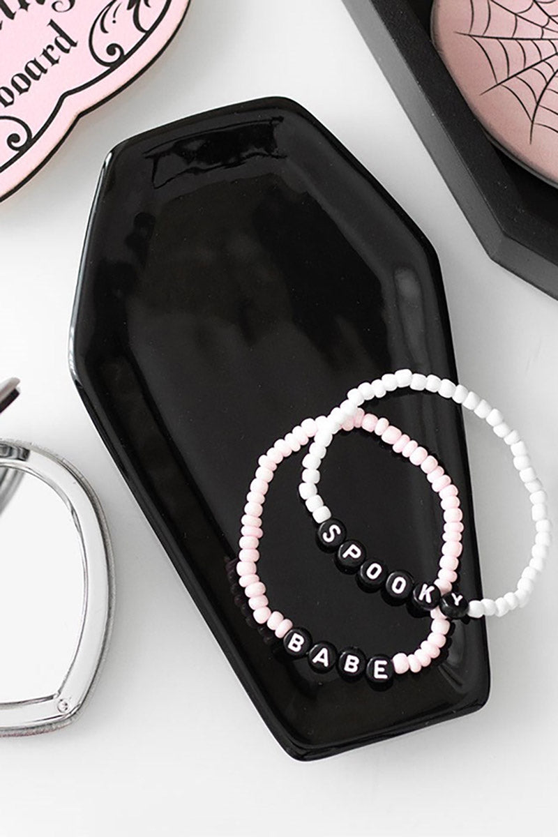 black coffin trinket tray