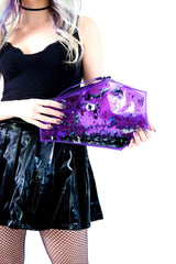 Too Cute to Spook Liquid Glitter Coffin Clutch [Purple]