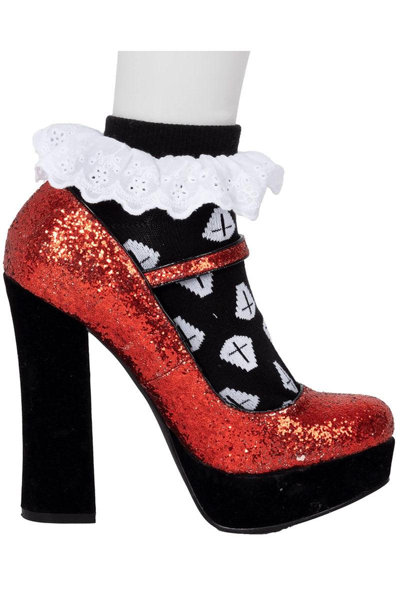 Coffin Lace Trim Ankle Socks