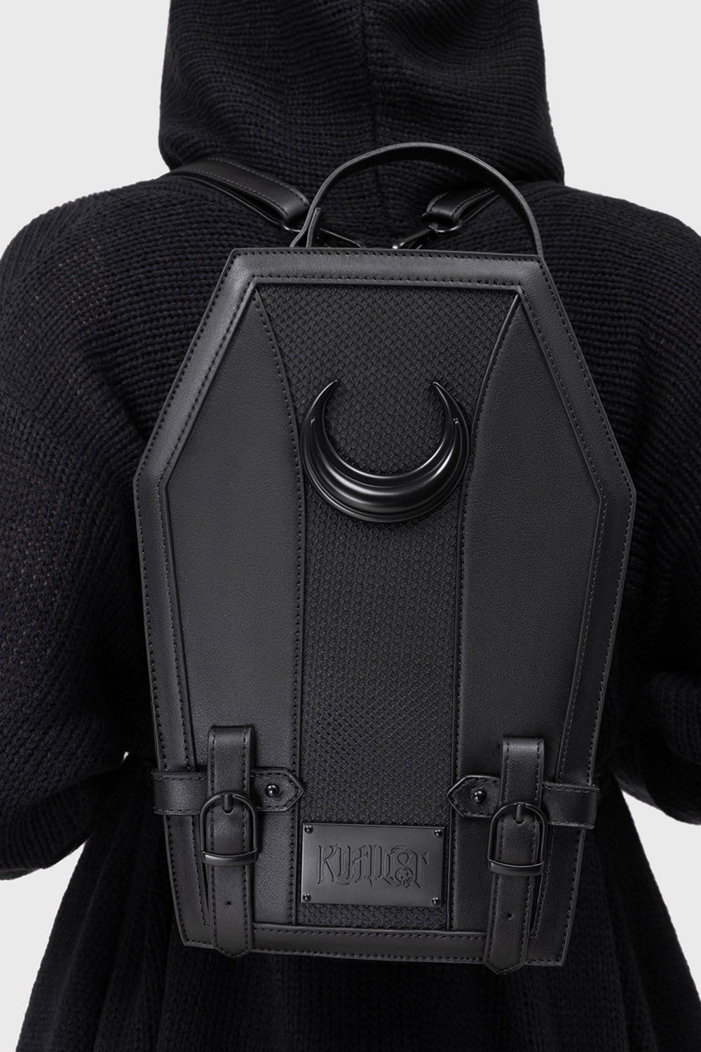 black witchy coffin shaped backpack by killstar