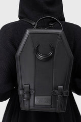 black witchy coffin shaped backpack by killstar